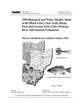 1998 Biological and Water Quality Study of the Black Fork, Clear Fork, Rocky Fork and Jerome Fork of the Mohican River and Selected Tributaries