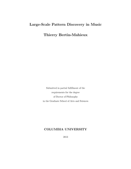 Large-Scale Pattern Discovery in Music Thierry Bertin-Mahieux