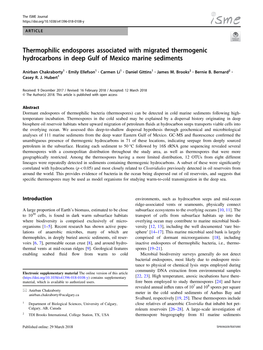 Thermophilic Endospores Associated with Migrated Thermogenic Hydrocarbons in Deep Gulf of Mexico Marine Sediments