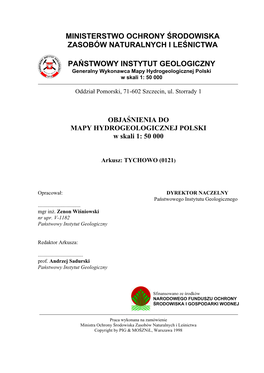 Ministerstwo Ochrony Środowiska Zasobów Naturalnych I Leśnictwa Państwowy Instytut Geologiczny