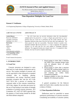 ZANCO Journal of Pure and Applied Sciences Time-Dependent Multiplier for Load Test