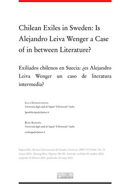 Is Alejandro Leiva Wenger a Case of in Between Literature?