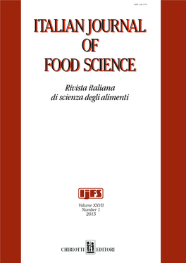 Volume XXVII Number 1 2015 ITALIAN JOURNAL of FOOD SCIENCE (RIVISTA ITALIANA DI SCIENZA DEGLI ALIMENTI) 2Nd Series