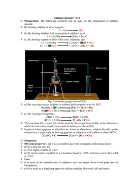 Sulphur Dioxide (SO2) Preparation: the Following Reactions Can Be