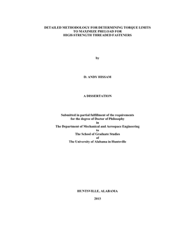 Detailed Methodology for Determining Torque Limits to Maximize Preload for High-Strength Threaded Fasteners