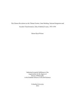 The Chinese Revolution on the Tibetan Frontier: State Building, National Integration And