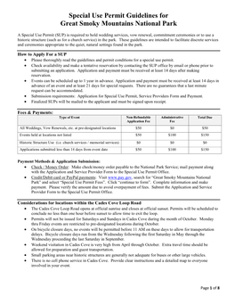 Special Use Permit Guidelines for Great Smoky Mountains National Park