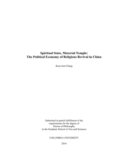 The Political Economy of Religious Revival in China