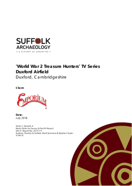 'World War 2 Treasure Hunters' TV Series Duxford Airfield Duxford, Cambridgeshire Author(S)/Editor(S) Schofield, T