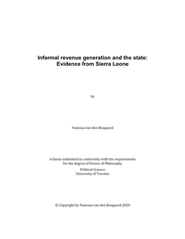 Informal Revenue Generation and the State: Evidence from Sierra Leone