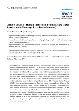 Indicating Severe Water Scarcity in the Moulouya River Basin (Morocco)