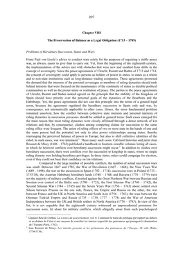 207 Chapter VIII the Preservation of Balance As a Legal Obligation (1713 – 1789) Problems of Hereditary Succession, States