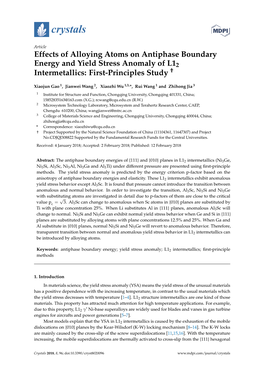 Effects of Alloying Atoms on Antiphase Boundary Energy and Yield Stress Anomaly of L12 Intermetallics: First-Principles Study †