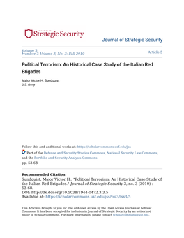 Political Terrorism: an Historical Case Study of the Italian Red Brigades