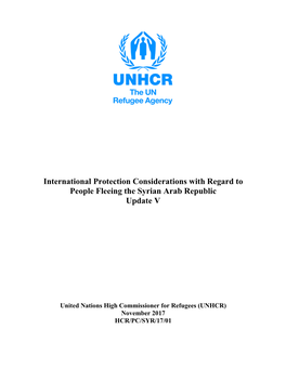 International Protection Considerations with Regard to People Fleeing the Syrian Arab Republic Update V