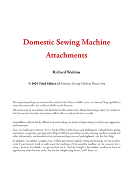 Domestic Sewing Machine Attachments