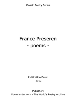 France Preseren - Poems