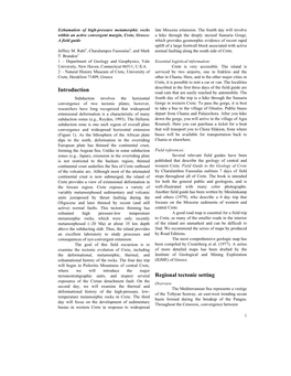 Introduction Regional Tectonic Setting