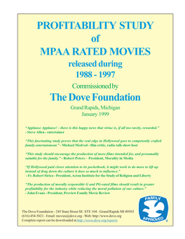 The Dove Foundation Grand Rapids, Michigan January 1999