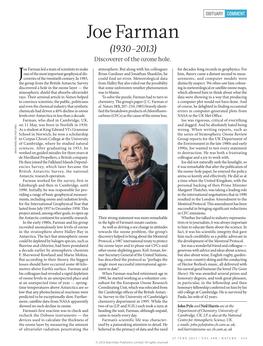 Joe Farman (1930–2013) Discoverer of the Ozone Hole