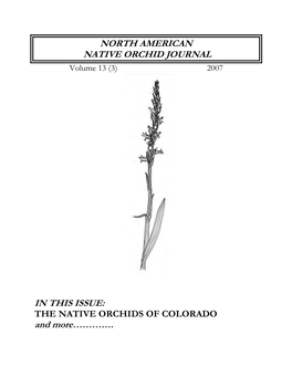 THE NATIVE ORCHIDS of COLORADO and More…………