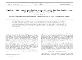 Epicellular and Nodular Coccidiosis in the Intestine of Barbel Barbus Barbus