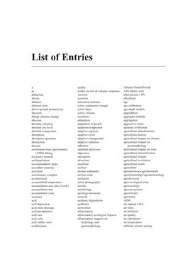 List of Entries