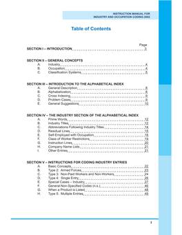 Table of Contents