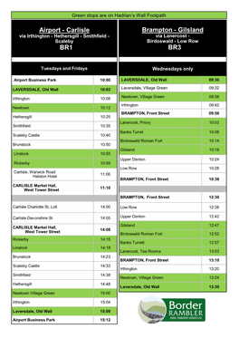 Airport - Carlisle Brampton - Gilsland Via Irthington - Hethersgill - Smithfield - Via Lanercost - Scaleby Birdoswald - Low Row BR1 BR3