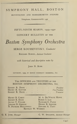 Boston Symphony Orchestra Concert Programs, Season 59,1939-1940