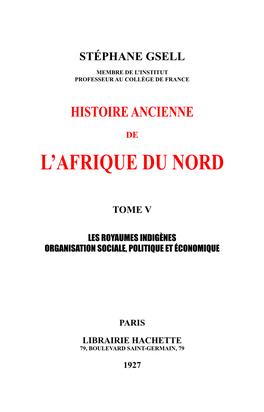 Histoire Ancienne De L'afrique Du Nord