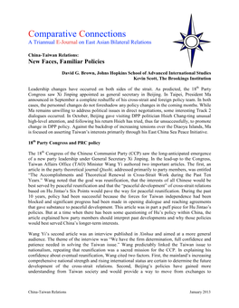 Comparative Connections a Triannual E-Journal on East Asian Bilateral Relations