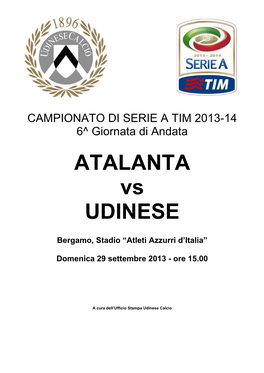 ATALANTA Vs UDINESE