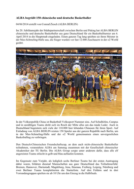 ALBA Begrüßt 150 Chinesische Und Deutsche Basketballer