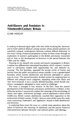 Anti-Slavery and Feminism in Nineteenth-Century Britain