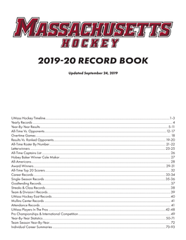 UMASS HOCKEY 2019-20 RECORD BOOK - 1 Cahoon Coached at the University of Massachusetts