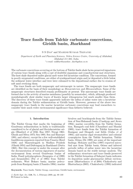 Trace Fossils from Talchir Carbonate Concretions, Giridih Basin, Jharkhand
