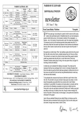 Newsletter Holy Communion 11.00Am Mr T