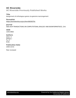 Assignment of Orthologous Genes Via Genome Rearrangement