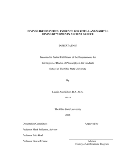 Evidence for Ritual and Marital Dining by Women in Ancient Greece