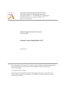 German Census-Taking Before 1871