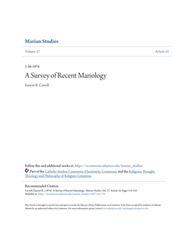 A Survey of Recent Mariology Eamon R