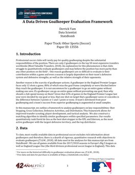 A Data Driven Goalkeeper Evaluation Framework