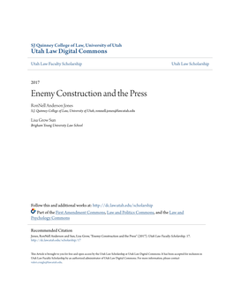 Enemy Construction and the Press Ronnell Anderson Jones S.J