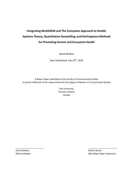Integrating Musiasem and the Ecosystem Approach to Health