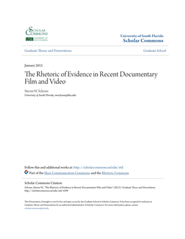 The Rhetoric of Evidence in Recent Documentary Film and Video Steven W
