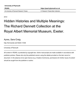 A Study of the Richard Dennett Collection in the Royal Albert Memorial Museum, Exeter
