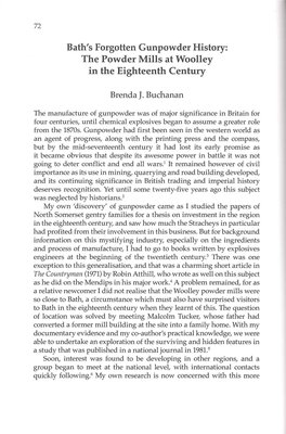 Bath's Forgotten Gunpowder History: the Powder Mills at Woolley in the Eighteenth Century