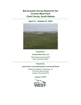 Bat Acoustic Survey Report for the Crocker Wind Farm Clark County, South Dakota