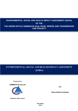 Environmental, Social and Health Impact Assessment (Eshia)